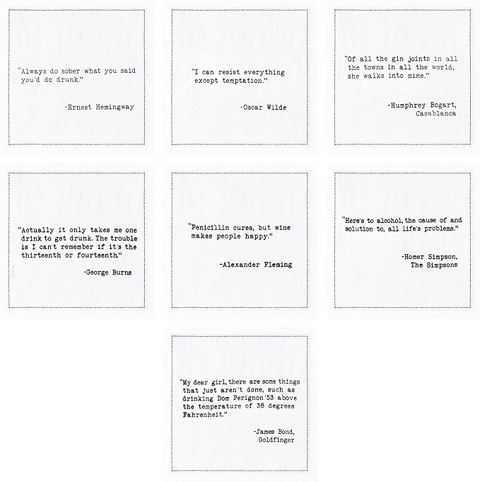 Five Star Funny Literary Bar Quotes | White Cotton Cocktail Napkins | 50 Luxury Disposable Beverage Napkins with Witty Bar Quotes | Drink Napkins for Parties, Bars, Weddings & Game Nights