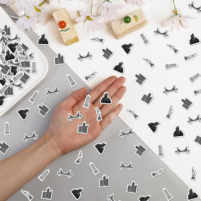 200 Pcs Black New York Cityscape Theme Confetti, Skyscraper Table Scatter Confetti Decorations, Night Scene Table Paper Decor for Baby Shower Birthday Wedding DIY Crafting Supplies