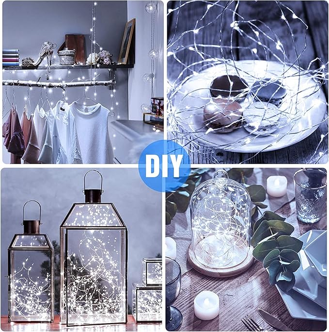12 Pack Fairy Lights Battery Operated - 7ft 20 LED Twinkle Lights Copper Wire Mini String Lights Firefly Lights for Mason Jars DIY Crafts Christmas Wedding Party Decor, Warm White & Cool White