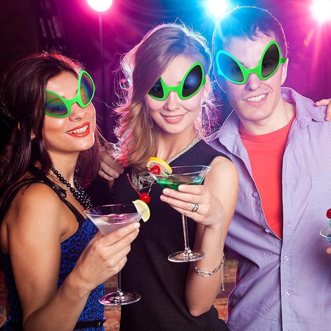 Bencailor 24 Pack Alien Glasses with Lenses Funny Alien Sunglasses Bulk for Cosplay Costume Accessories Carnival Mardi Gras Party Favor (Green)