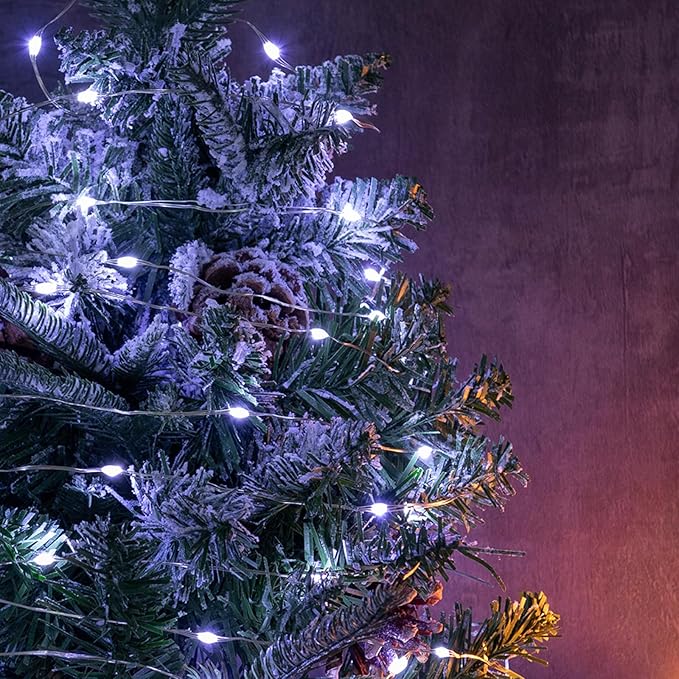 Fairy Lights Plug in,66FT 200LEDs Waterproof Led String Lights,8 Modes Remote Twinkle Light for Outdoor Indoor Christmas Wedding Birthday Garden Party Decorations,Silver Wire,Cool White