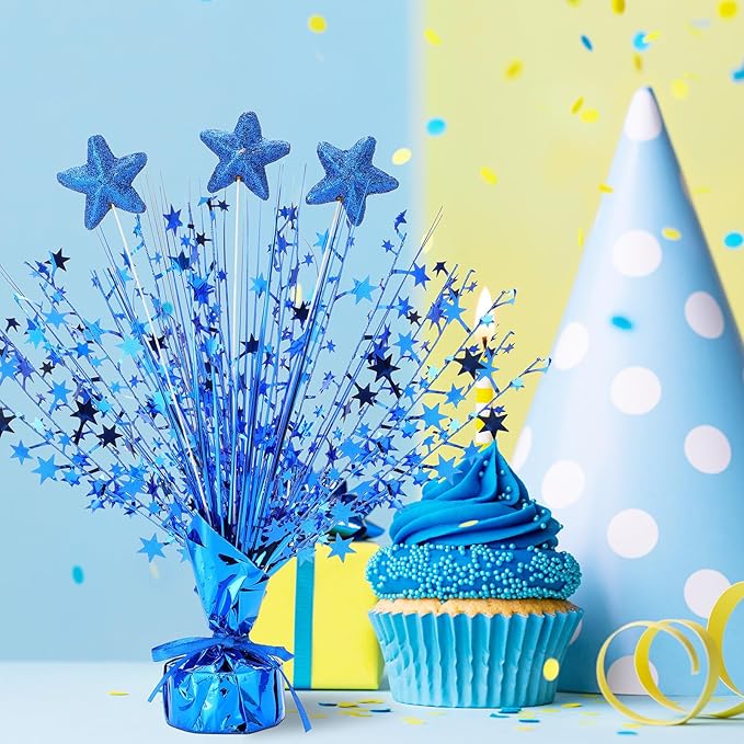 Wenqik 6 Pcs Graduation Table Centerpiece Party Decoration Spray Centerpiece Foil Star Centerpieces Table Decorations for Party Event Anniversary Memorial Dining Holiday Celebration(Blue)