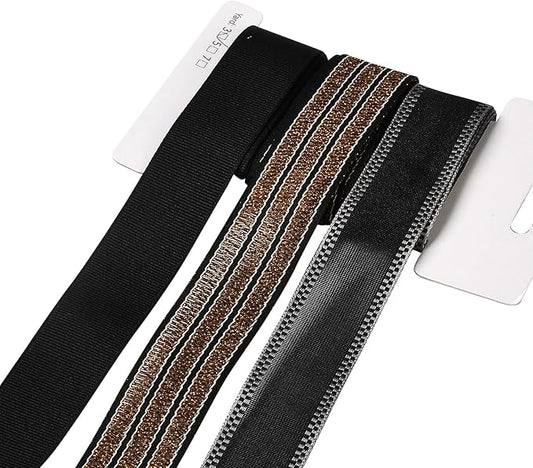 BEEFLYING 3 Styles Black Wire Edged Ribbons for Gift Wrapping, 25~28mm×2.7m Satin Ribbons Stripe Ribbons for Wedding Party Decoration Hair Bows Flower Designs Sewing and Craft, 9 Yards