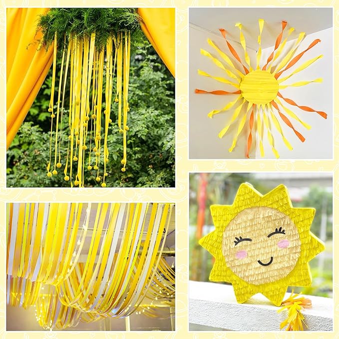 8 Rolls Crepe Paper Streamers, Yellow Streamers Party Decorations for Baby Shower Bridal Shower Wedding Bachelorette Party Birthday Boho Decor