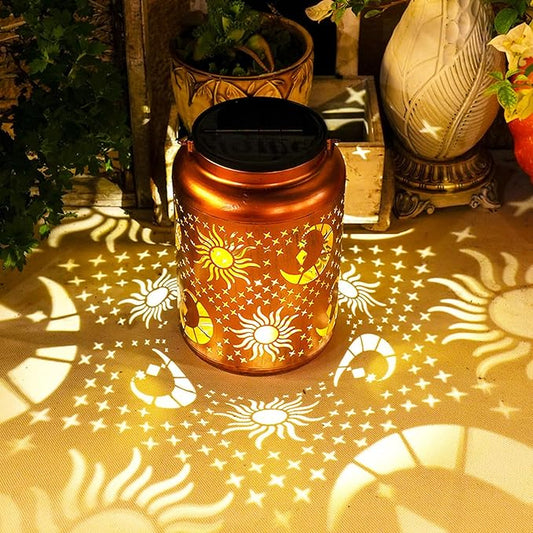 Mothers Day Gifts Sun Moon Solar Lanterns Outdoor Waterproof, 14.6'' Large Solar Lamps, Upgraded 2000mAH Battery, Metal Birthday Gifts for Women Mom Grandma, Garden Yard Patio Decor