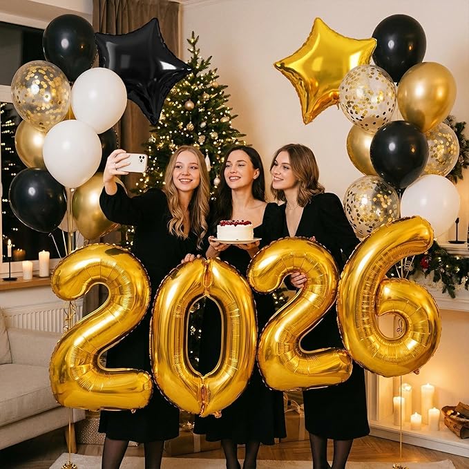2026 Black and Gold Graduation Decorations Balloons Kit - 40 Inch Gold 2026 Number Balloons, Graduation Party Supplies 2026 for High School College Graduation, Class of 2026 Grad Decor
