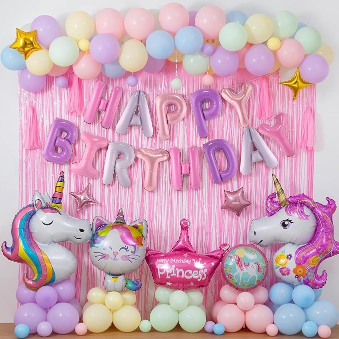 CANREVEL Happy Birthday Banner 13pcs 16 Inch Mylar Foil Letters Balloons Birthday Party Decorations for Kids and Adults - 3D Pink Purple