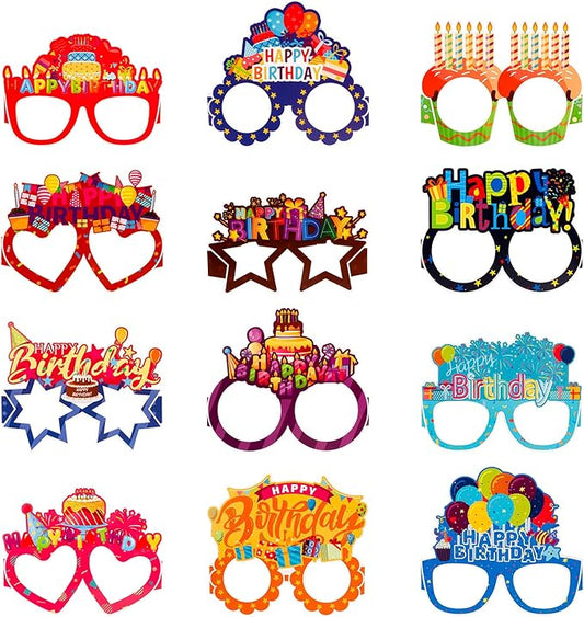 WHAVEL Happy Birthday Decorations 12Pcs Birthday Party Favors Glasses Photo Booth Props