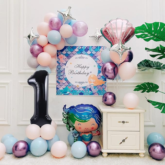 40 inch Number Balloon 0-9 Black Large Number 1 Balloons,Digital Balloons for Birthday Party Celebration Decorations Supplies, Helium Foil Number Balloons for Wedding Anniversary