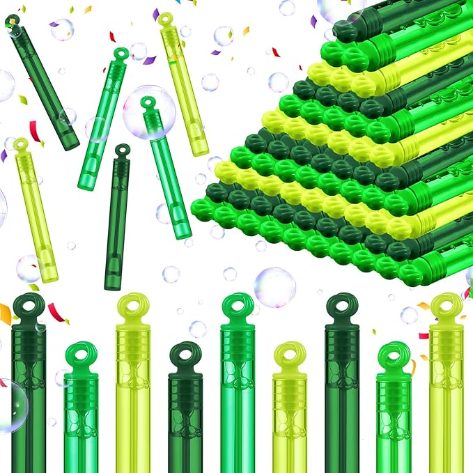 Lunmon 120 Pieces Green Party Favors Green Mini Bubble Wands Bulk Irish St. Patricks Day Toys Gift for Kids Adults Saint Patrick's Day Bubble Wands for Party Bag Stuffers Prizes