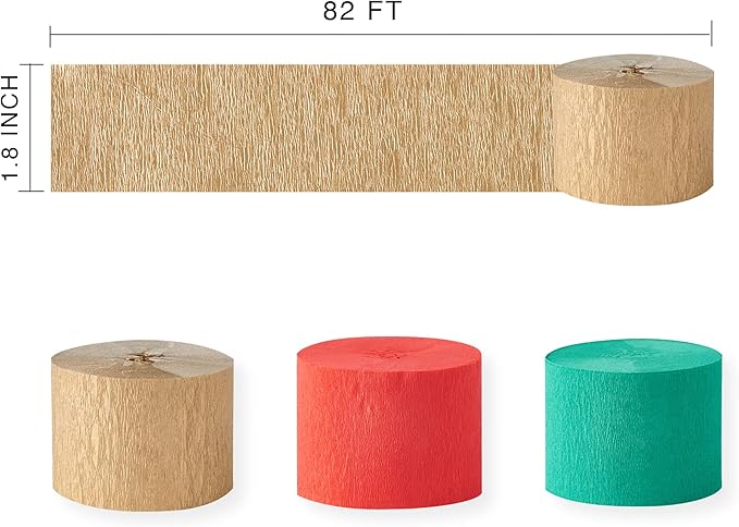 Red and Green Streamers, 8 Rolls 656 Ft Hanging Party Streamers Kit, Red Green Gold White Crepe Paper for Christmas New Year Festival Theme Party Decoration, 1.8 Inch x 82 Ft/Roll