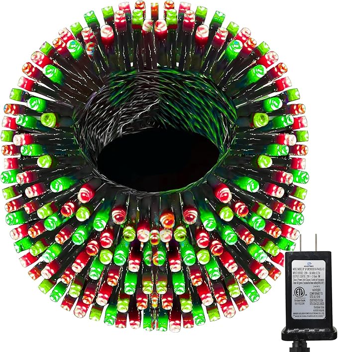 393 FT Christmas Lights 1000 LED Xmas Lights Outdoor Christams String Lights Waterproof 8 Modes & Timer, Fairy Lights Plug in for Weeding, Patio, Party, Holiday,Christmas Decor (Red+Green)