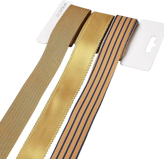 BEEFLYING 3 Styles Wire Edged Ribbons for Gift Wrapping, 25~28mm×2.7m Fabric Satin Ribbons for Wedding Party Decoration Hair Bows Flower Bounquet Sewing and Craft, 9 Yards