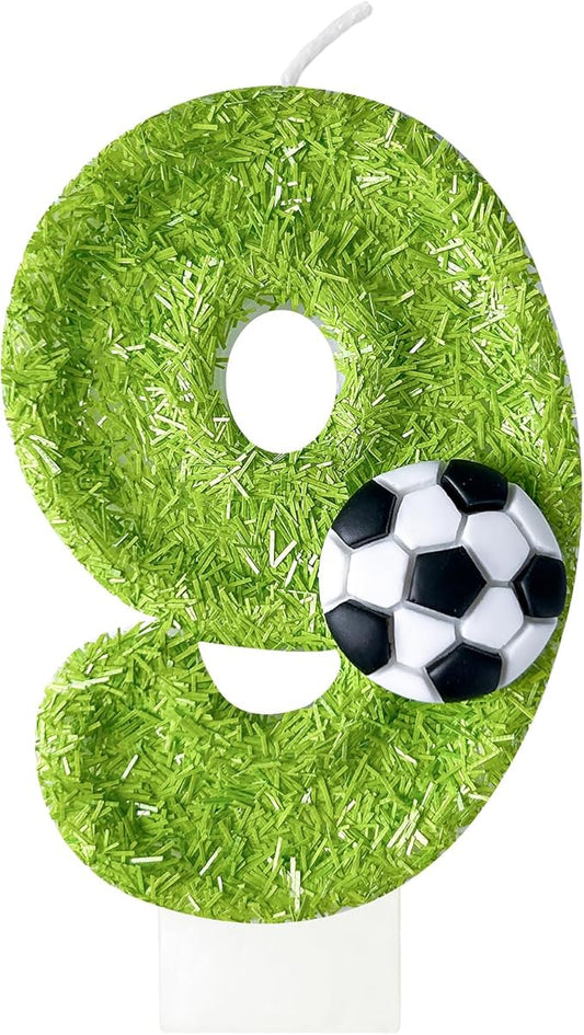 9th Birthday Candles，Soccer Birthday Decorations，Suitable for Girl and boy Cake Toppers, Wedding Cakes, Anniversaries, Party Celebrations, Birthday Decorations