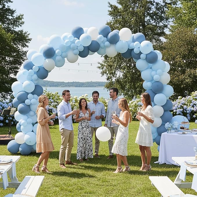 RUBFAC Dusty Blue Balloons 129pcs Different Sizes Pack of 18 12 10 5 Inch, Latex Boho Neutral Blue Balloon Garland Arch Kit for Wedding Engagements Anniversary Baby Shower Birthday Party Decorations