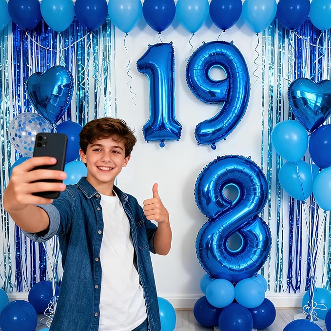 40 Inch Navy Blue 8 Balloon for 8th Birthday Party, Blue Eight Number Balloon 18 28 Birthday Decorations for Boys Girls Men Women, Helium Giant Foil Number 8 Balloon