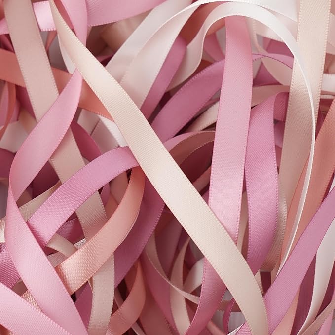 MAYREEL 3/8 Inch Dusty Rose Satin Ribbon Blush Pink Ribbon Thin for Gift Wrapping Crafts Wedding Bridal Shower Valentine's Day Decorations 6 Rolls Assortment 10 Yards Each Color Total 60 Yards