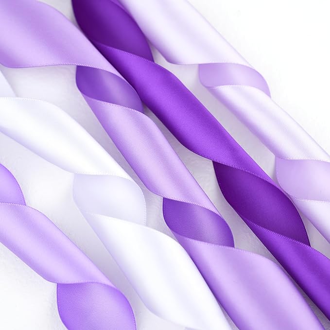 MAYREEL 1.5 Inch Purple Satin Ribbon Lilac Lavender for Gift Wrapping Flower Bouquet Wedding Bridal Shower Crafts 5 Rolls 5 Yards Each Color Total 25 Yards
