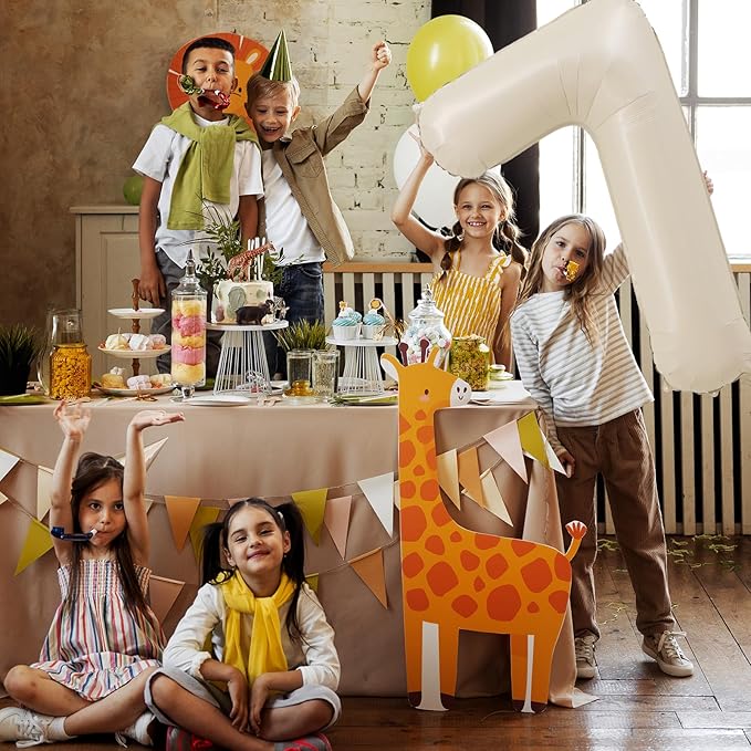 40 Inch Beige Number 7 Balloons for Girls Boys 7th Birthday, Giant Self Inflating Cream Foil Number Balloons 0-9 Large White Sand Digital 7 Balloon for Party Decorations Anniversary Supplies