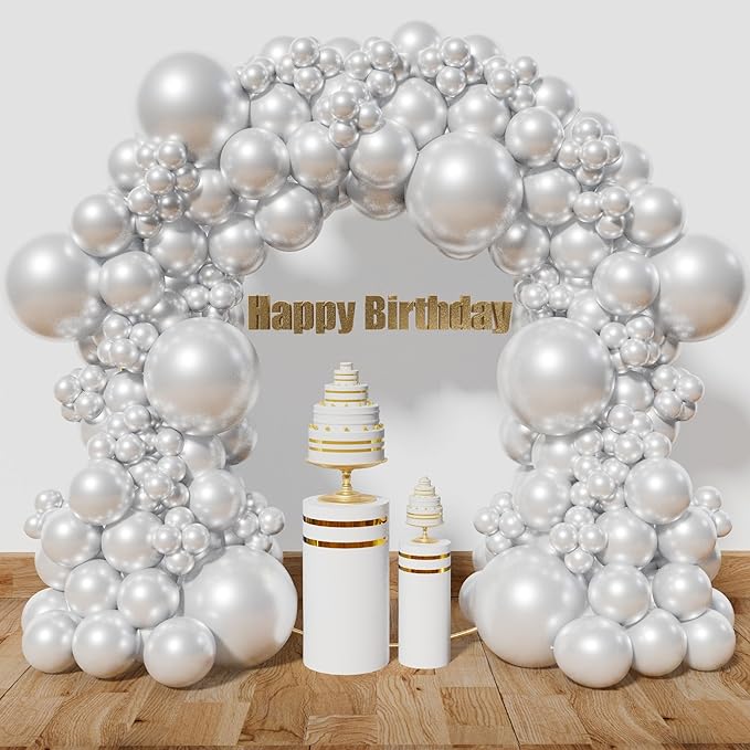 Pearl White Balloon Arch Kit 111Pcs 18 12 5 Inch Latex Party Balloons Garland for Birthday Baby Shower Wedding Engagement Anniversary Christmas Party Decorations