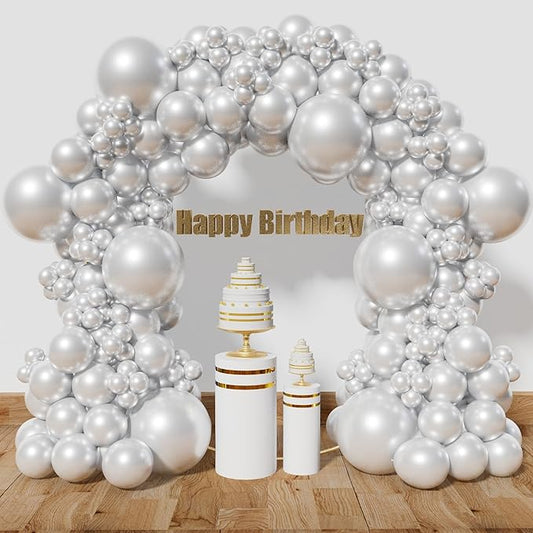 Pearl White Balloon Arch Kit 111Pcs 18 12 5 Inch Latex Party Balloons Garland for Birthday Baby Shower Wedding Engagement Anniversary Christmas Party Decorations