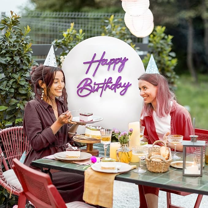 Purple Happy Birthday Sign for Backdrop - Glitter Purple Happy Birthday Letters Felt Sign Remove for Balloon Arch Party Balloon Arch Backdrop Decorations for Birthday Party Baby Shower