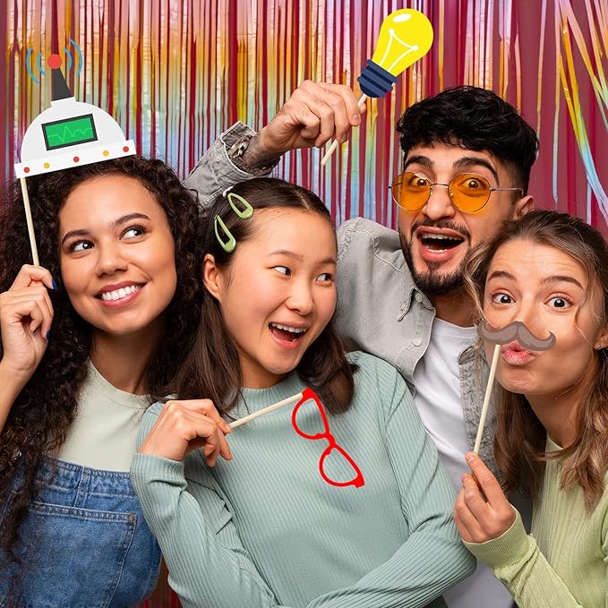 Generic Science Photo Booth Props 30 Packs Mad Crazy Scientist Birthday Celebrating Anniversary Graduation Party Decoration Photo Booth Props Science Selfie Props (MadScientist)