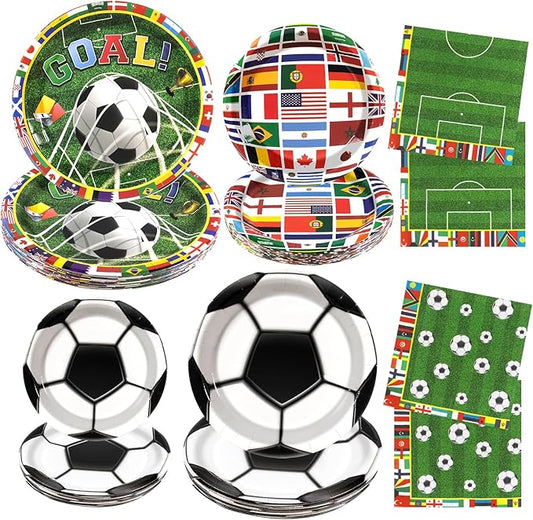 180pcs Soccer Party Decorations,International World Flags Plates and Napkins Set for Soccer Sports Theme Birthday party Supplies,Serves 60
