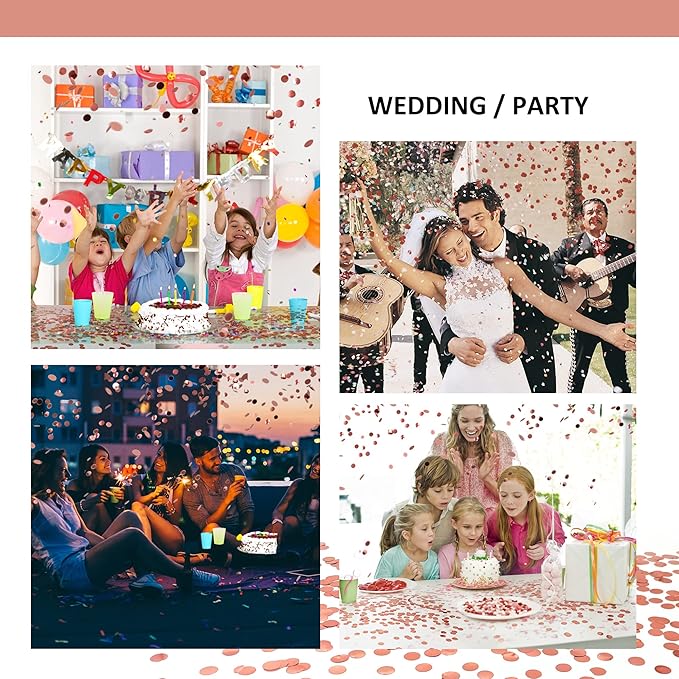 Party Confetti for Wedding Birthday Graduation Baby Shower Anniversary Christmas New Year's Kids Fun Party Supplies Decorations and Favors (Rose Gold)