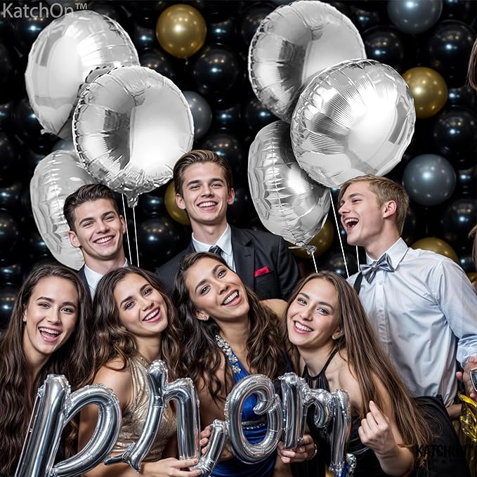 KatchOn, Big Graduation Metallic Silver Balloons - 18 Inch, Pack of 6 | Silver Foil Balloons For Graduation Decorations 2026, Graduation Party Decorations | Grad Party Decoration | Graduation Decor