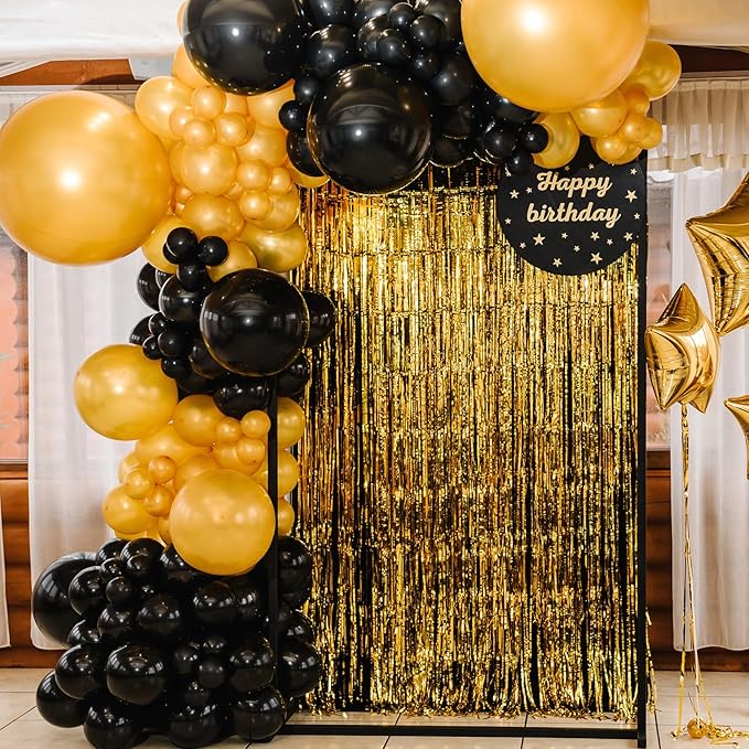 RUBFAC 135pcs Black Balloons Different Sizes 18 12 10 5 Inch for Garland Arch, Latex Balloon for Halloween Party Birthday Wedding Decorations