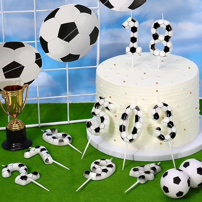 Soccer Number 2 Birthday Candle, 2nd Birthday Candle Sport-Theme Cake Topper, Soccer Theme Party Decorations for Boys Girls, Party Supplies Birthday Gifts