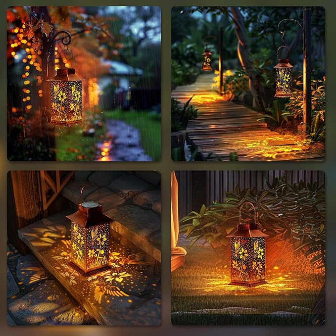 Homemory Hummingbird Solar Lanterns Outdoor Waterproof, Birthday Gifts for Women Mom Grandma, LED Metal Decoration for Outside, Yard, Backyard, Porch, Lawn