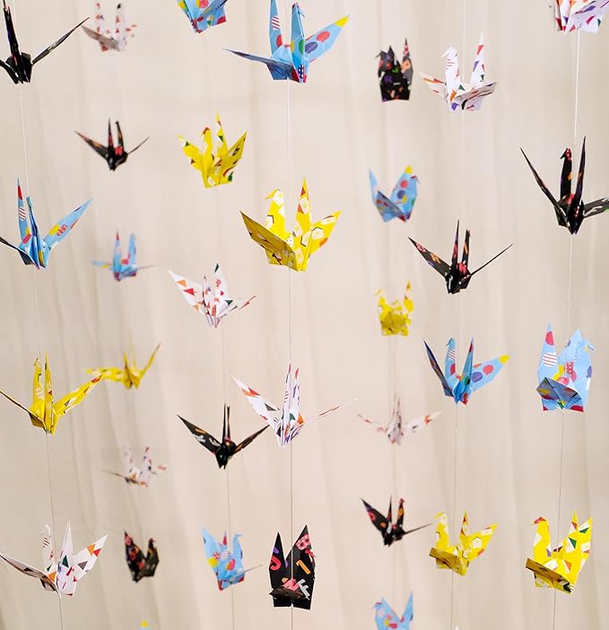 Colorful Geometry Crane Paper Hanging Garlands(3stringsX 5.2ft),Balloon Tree House Alphabet Origami Birds Streamers for Baby Shower Birthday Party Supplies Girl Bedroom Garden Classroom Decor