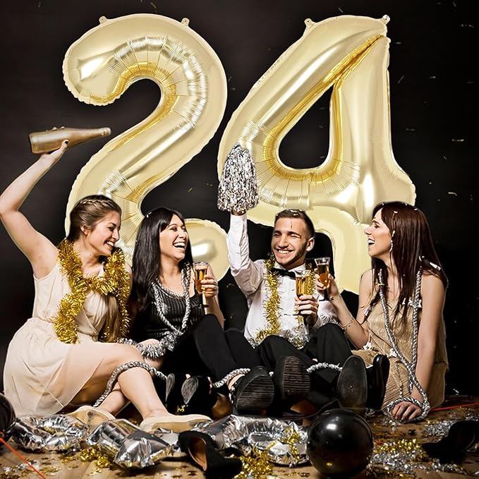 Champagne Gold Large Number 4 Balloon, 40 Inch Light Gold Foil Helium Number Balloons, Giant Mylar Number 4 Balloons for 4 Years Old Birthday Party Anniversary Decorations