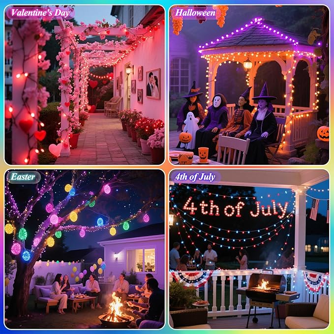 35 Colors Changing Christmas Lights, 98FT 300 LED 4th of July String Lights Green Wire with Remote, Waterproof Twinkle Light for Xmas Tree Holiday Party Indoor Outdoor