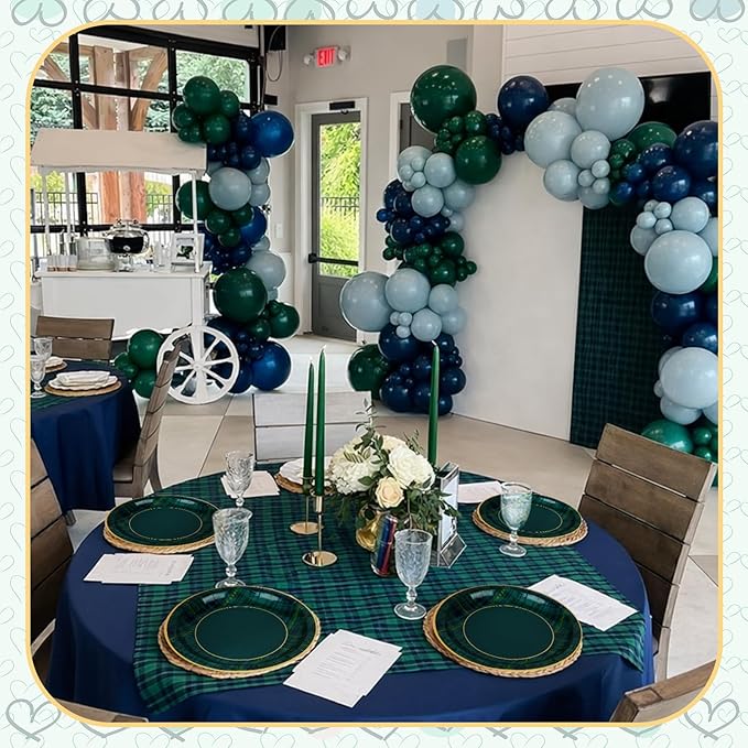 100 Pcs Green Blue Tartan Plaids Paper Plates We Can Bearly Wait Party Plates Disposable Tableware Baby Shower Decorations for Guests Baby Shower Wedding Birthday Party Supplies(9" X 9")