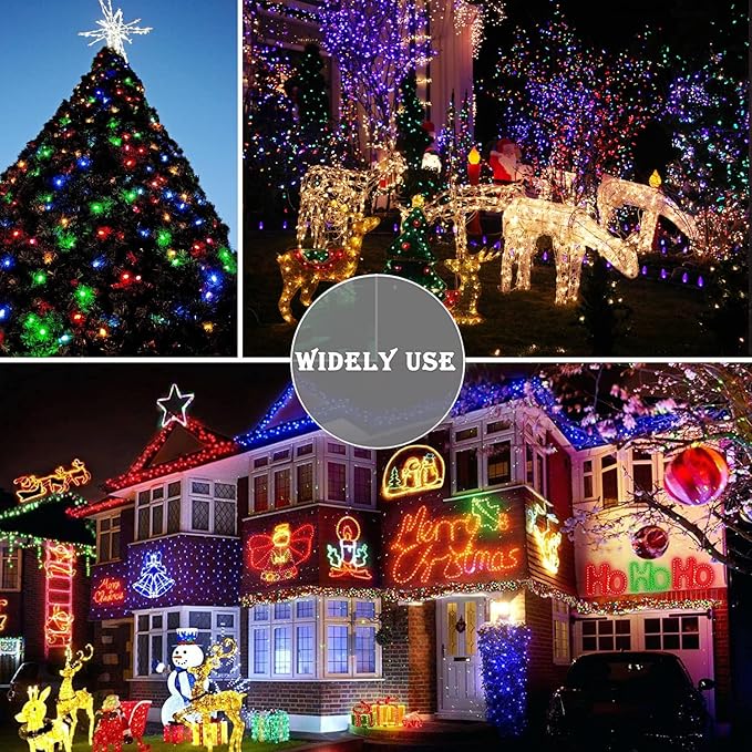 Pooqla Christmas Colorful String Lights, 200 LED Clear Wire Indoor and Outdoor Lights