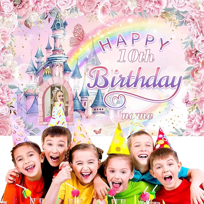 Custom Princess Party Decorations Banner,Personalization Princess Carriage Birthday Decorations Supplies