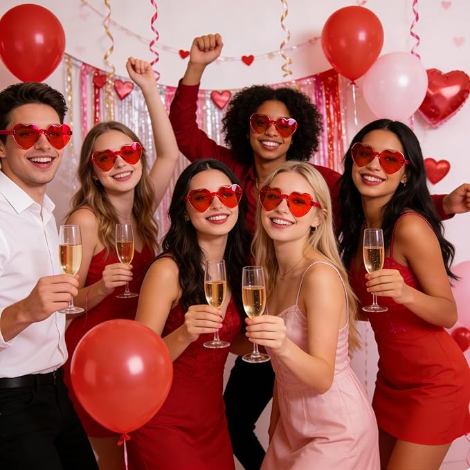 12/26/36 Pairs Rimless Heart Shaped Sunglasses Transparent Glasses Bulk Fun Sunglasses for Party Favors