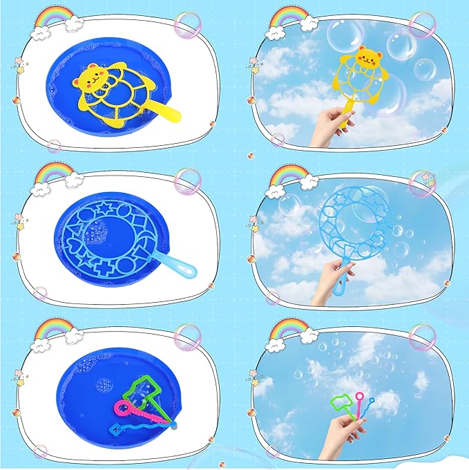 Bubble Wands Set, 38 PCS Large Wands With Tray for Kids, Giant Bubble Makers Bulk for Summer Outdoor Party Favors
