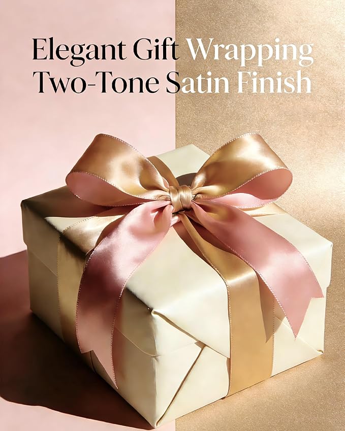5/8 Inch Two-Tone Satin Ribbon, Light Pink & Champagne Double Faced Ribbon for Gift Wrapping, Flower Bouquet, Wedding, Bow, Hair, DIY Crafts, Baby Shower, 30 Yards