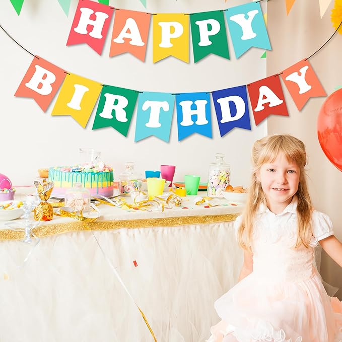 Birthday Party Decoration - Happy Birthday Colorful Banner For Women Men Boys Girls - Wall Hanging Decor for Outdoor Mantle Fireplace - Party Supplies & Decor Banner for Home Office Room - A03