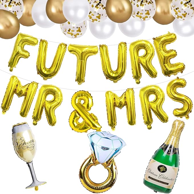 Engagement Party Decorations Bridal Shower Decor She Said Yes Decorations Bridal Shower Balloons Wedding Balloons Soon To Be Future Mr And Mrs Balloons Decor Engaged Decorations Engagement Banner