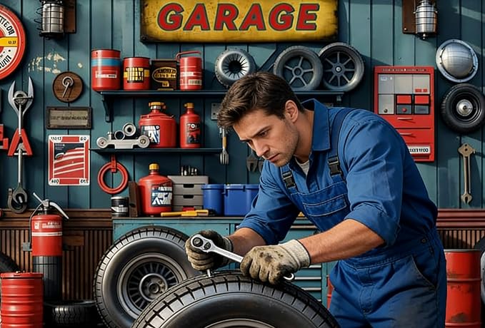 Kate 10x8ft Dad's Garage Decoration Photography Backdrops Vintage Automotive Parts Repair Shop Photo Background Children Baby Shower Backdrop
