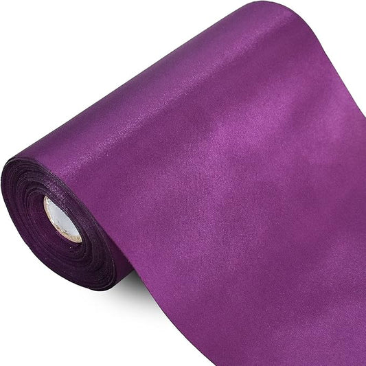TONIFUL 6 inch x 22yd Wide Purple Satin Ribbon Solid Fabric Large Ribbon for Grand Opening Cutting Ceremony Wedding Birthday Party Decoration Gift Craft Chair Sash Table Car Bows Halloween