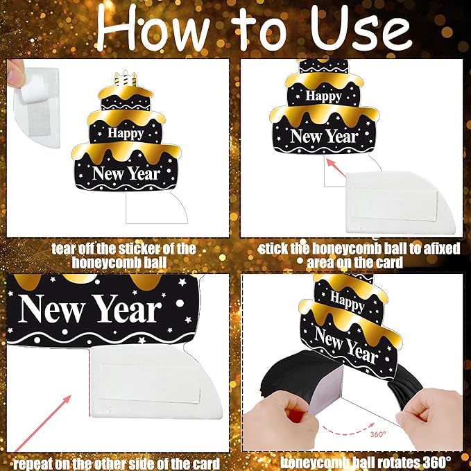 Happy New Year Honeycomb Centerpieces 2026 New Years Eve Party Decorations 12PCS New Years Decor Hello 2026 Table Centerpieces for Cheers to 2026 Celebration Supplies