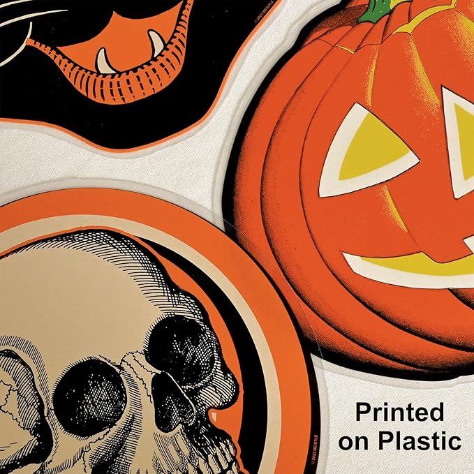Beistle Plastic Vintage Halloween Cutouts – 6 Pack, Classic Retro-Style Decorations with Black Cat, Skull & Jack-O’-Lantern, Indoor or Outdoor Décor for Spooky Seasonal Displays & Parties, 10”–12”
