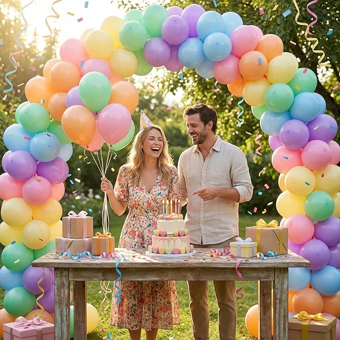 Pastel Balloons Arch Kit,Rainbow Balloon Garland,18 12 10 5 Inch Different Sizes Pastel Latex Balloons for Birthday Spring Easter Baby Shower Wedding Anniversary Party Decorations