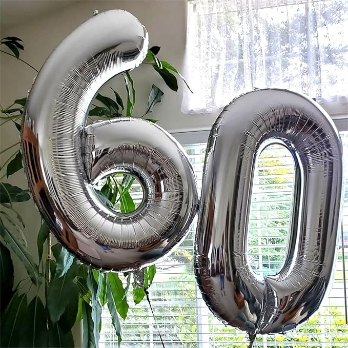 Silver Foil Balloon Number 8 for Boys, 40'' Giant Self Inflating Number Balloons Set 0-9 for Girls, Large Number 8 Helium Balloon for Women Men 8th Birthday Anniversary Party Decorations Supplies